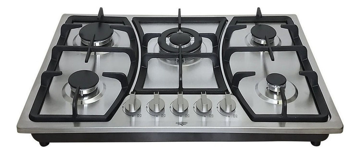Parrilla Estufa Gas Lp Natural 5 Quemadores 76 cm en Acero Inoxidable y quemador central