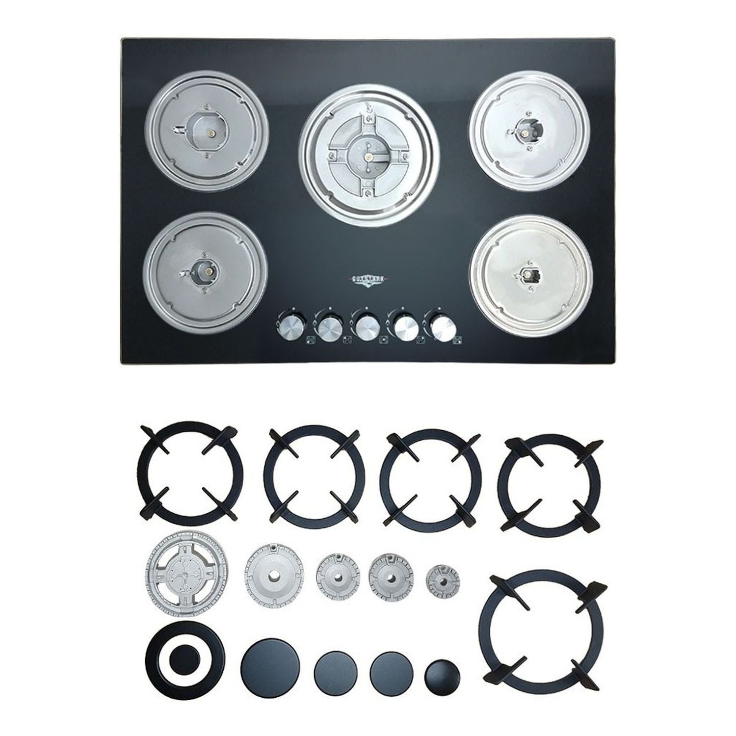 Combo Campana Extractor Silencioso Plegable + Parrilla Cristal 5 Quemadores