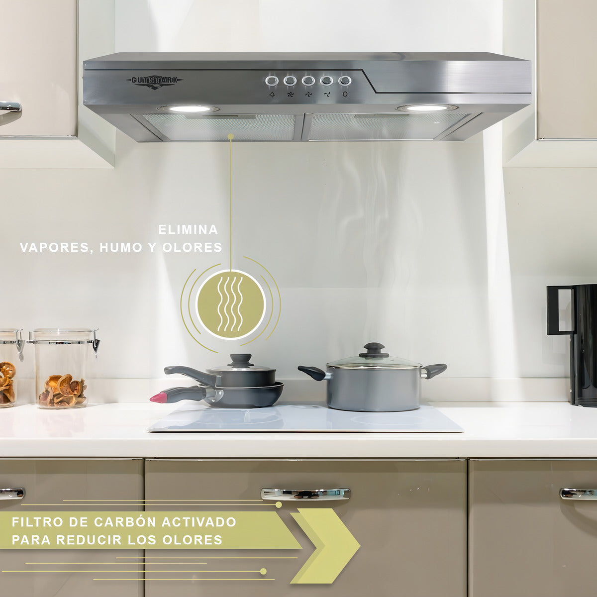 Campana Extractora Cocina Purificadora Acero 50x44.5x12cm