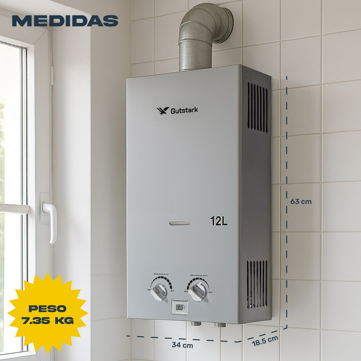 Calentador De Agua Instantaneo De Paso 12 Litros Gas Lp