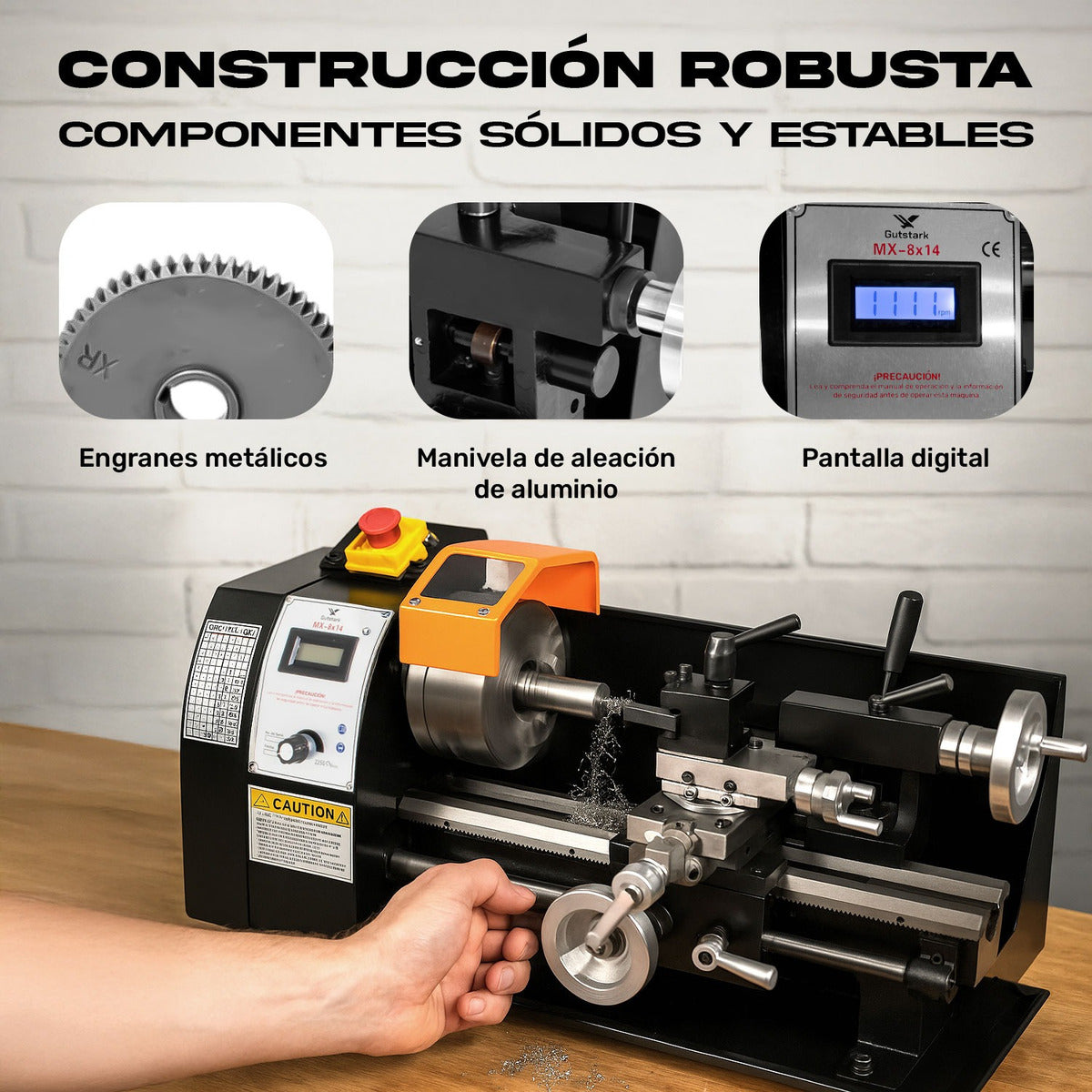 Mini Torno Metal Velocidad Variable 2250rpm 8x14 Pulgadas