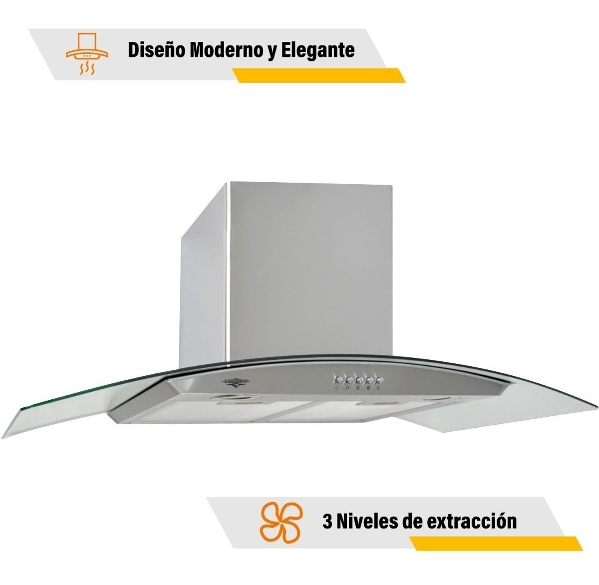 Combo Campana Cristal 90cm Y Parrilla Cristal 5 Quemadores