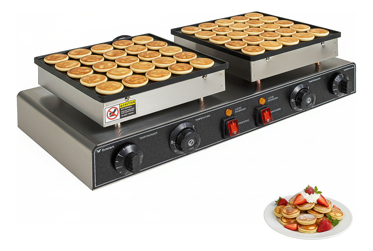 Maquina Mini Hotcakes Doble Parrilla 50pz Comercial Negocio