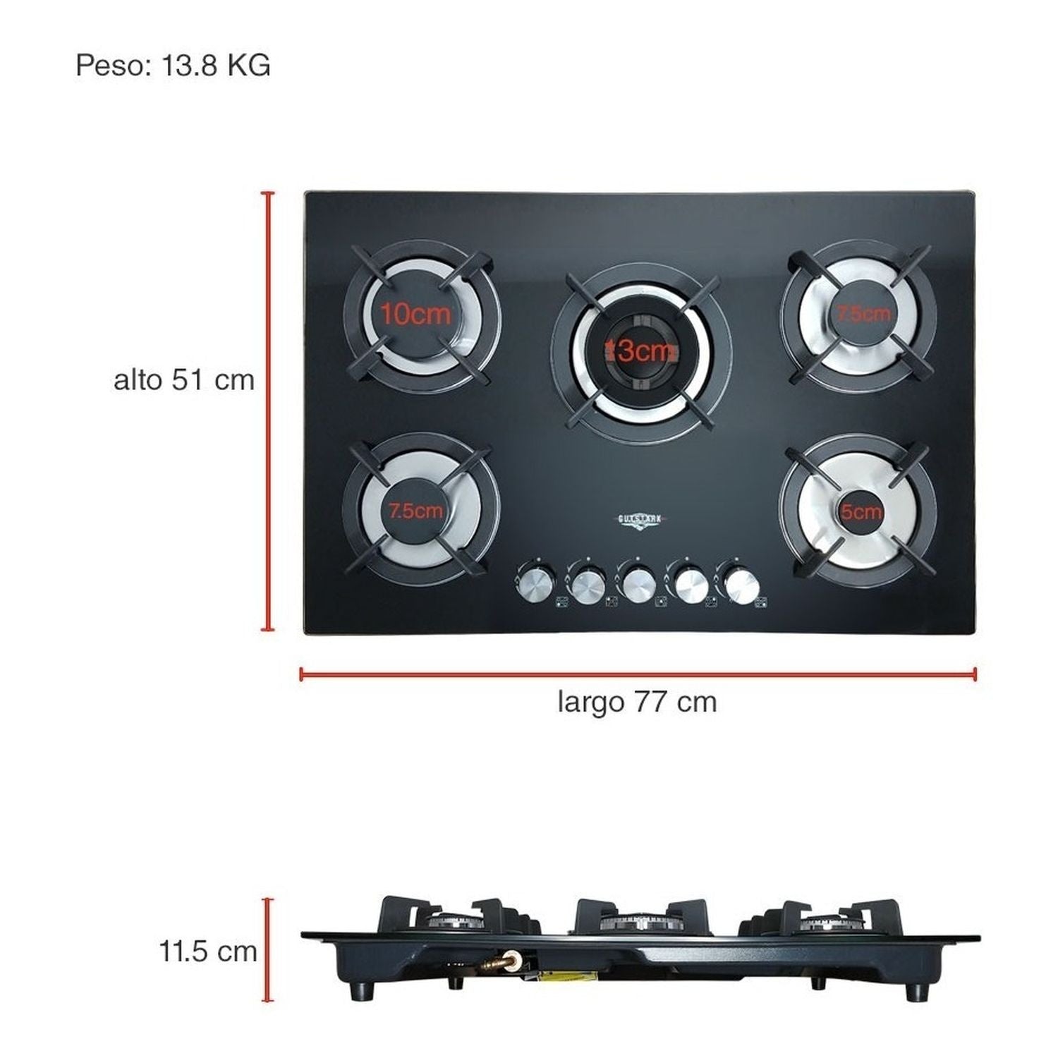 Combo Campana Extractor Silencioso Plegable + Parrilla Cristal 5 Quemadores