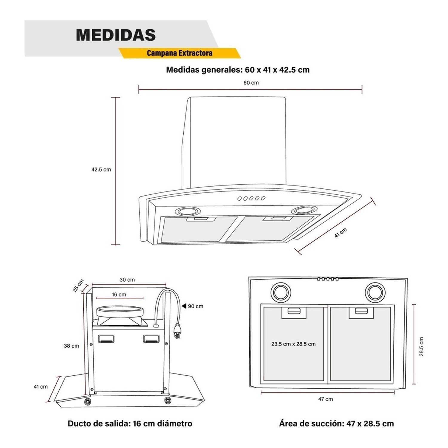 Combo Campana Cristal 60cm + Parrilla Cristal Templado 4 Ornillas