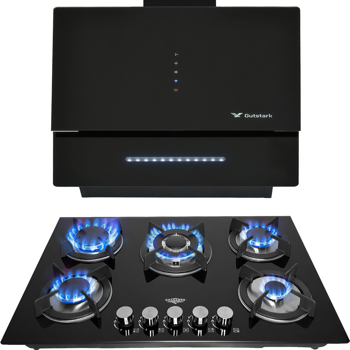 Combo Campana Extractor Silencioso Plegable + Parrilla Cristal 5 Quemadores