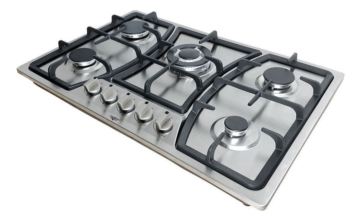 Parrilla Estufa Gas Lp Natural 5 Quemadores 76 cm en Acero Inoxidable y quemador central