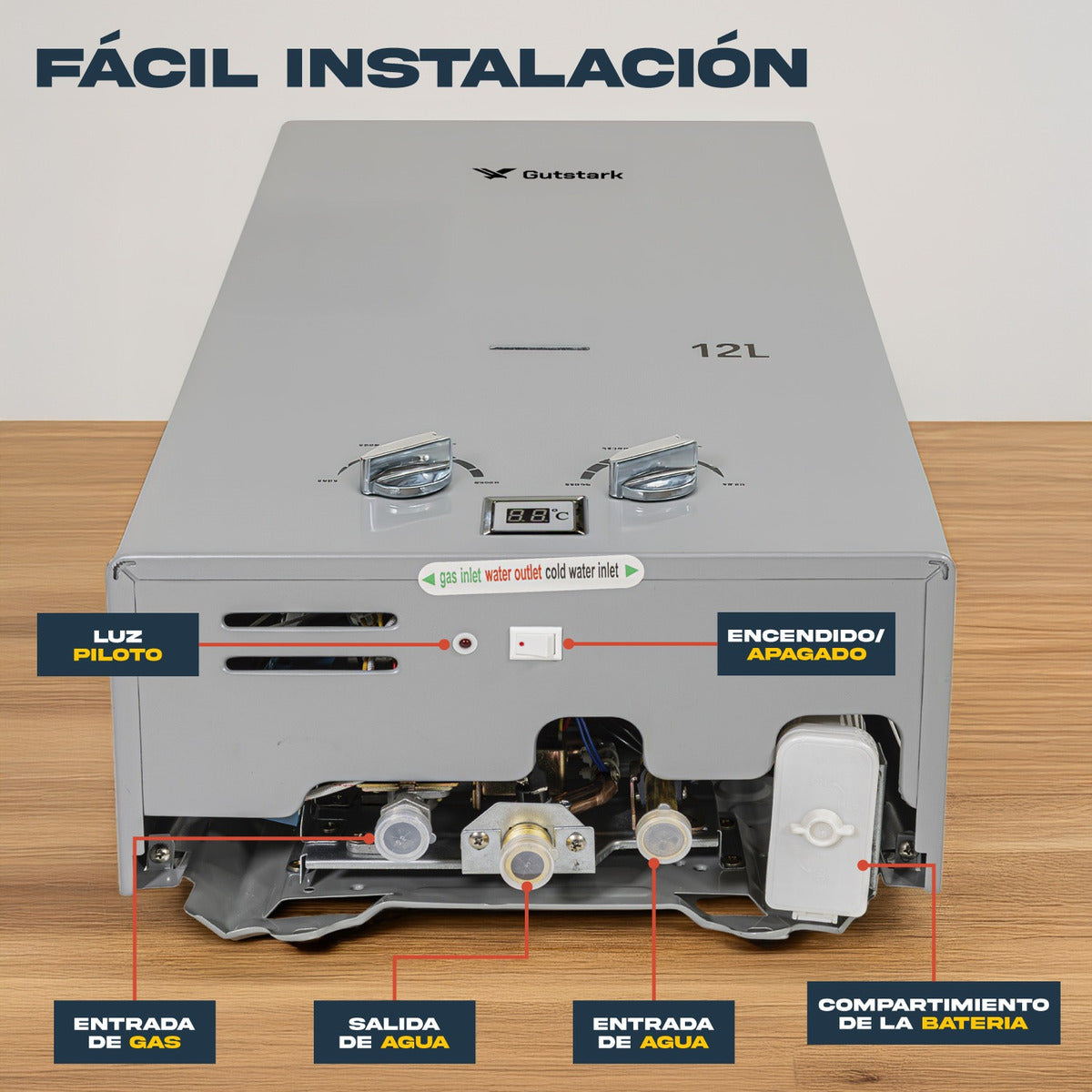 Calentador De Agua Instantaneo De Paso 12 Litros Gas Lp