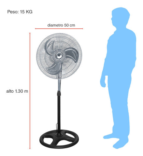 Ventilador Houzer Pedestal Metalico 3 en 1 con Aspas Color Plateado