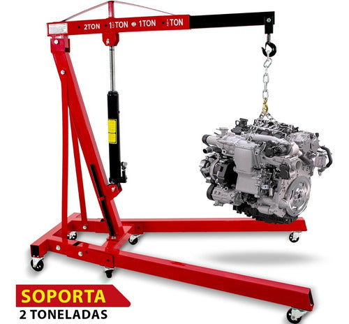 Pluma Hidraulica Plegable Motor 2 Ton Profesional Uso Rudo