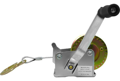 Malacate Winch Con Manivela 300 Kg Cable Acero 6.5m