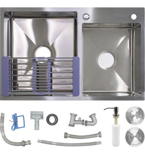 Fregadero Tarja Acero Inox 2 Tinas Anti-ruido + Escurridor