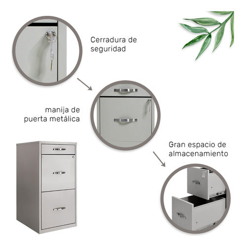 Archivero Metalico 2 Gabinetes + 1 Cajon Papelero Oficina