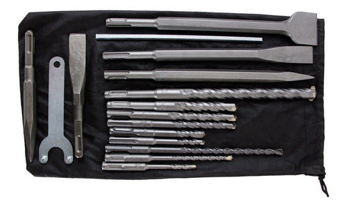 Taladro Rotomartillo Esmeriladora Brocas Cincel 980 W Pack