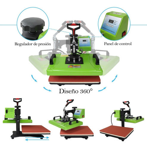 Kit Sublimacion 8 En 1 Plancha 30 X 40 Tazas Gorras Playeras