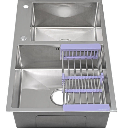Fregadero Tarja Acero Inox 2 Tinas Anti-ruido + Escurridor