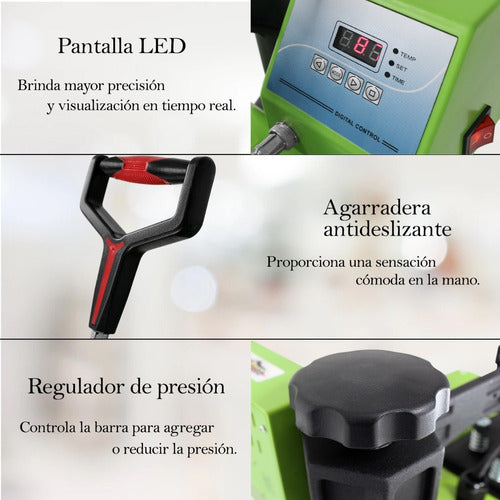Kit Sublimacion 8 En 1 Plancha 30 X 40 Tazas Gorras Playeras