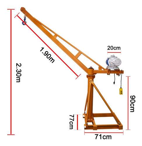 Grua Polipasto Tecle Electrico 400 Kg Cable 60 Metros Carga