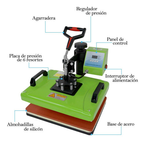 Kit Sublimacion 8 En 1 Plancha 30 X 40 Tazas Gorras Playeras