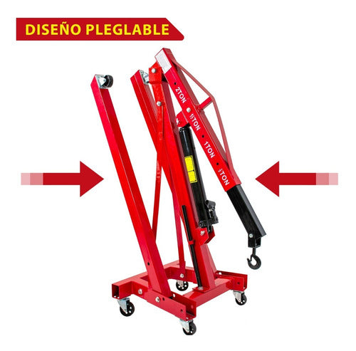 Pluma Hidraulica Plegable Motor 2 Ton Profesional Uso Rudo