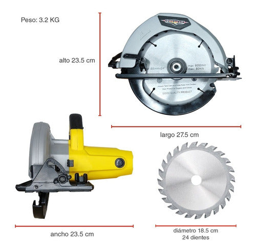 Sierra Circular 7- 1/4 Gutstark Disco Cortadora Madera Mano