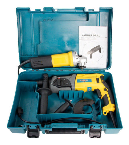 Taladro Rotomartillo Esmeriladora Brocas Cincel 980 W Pack