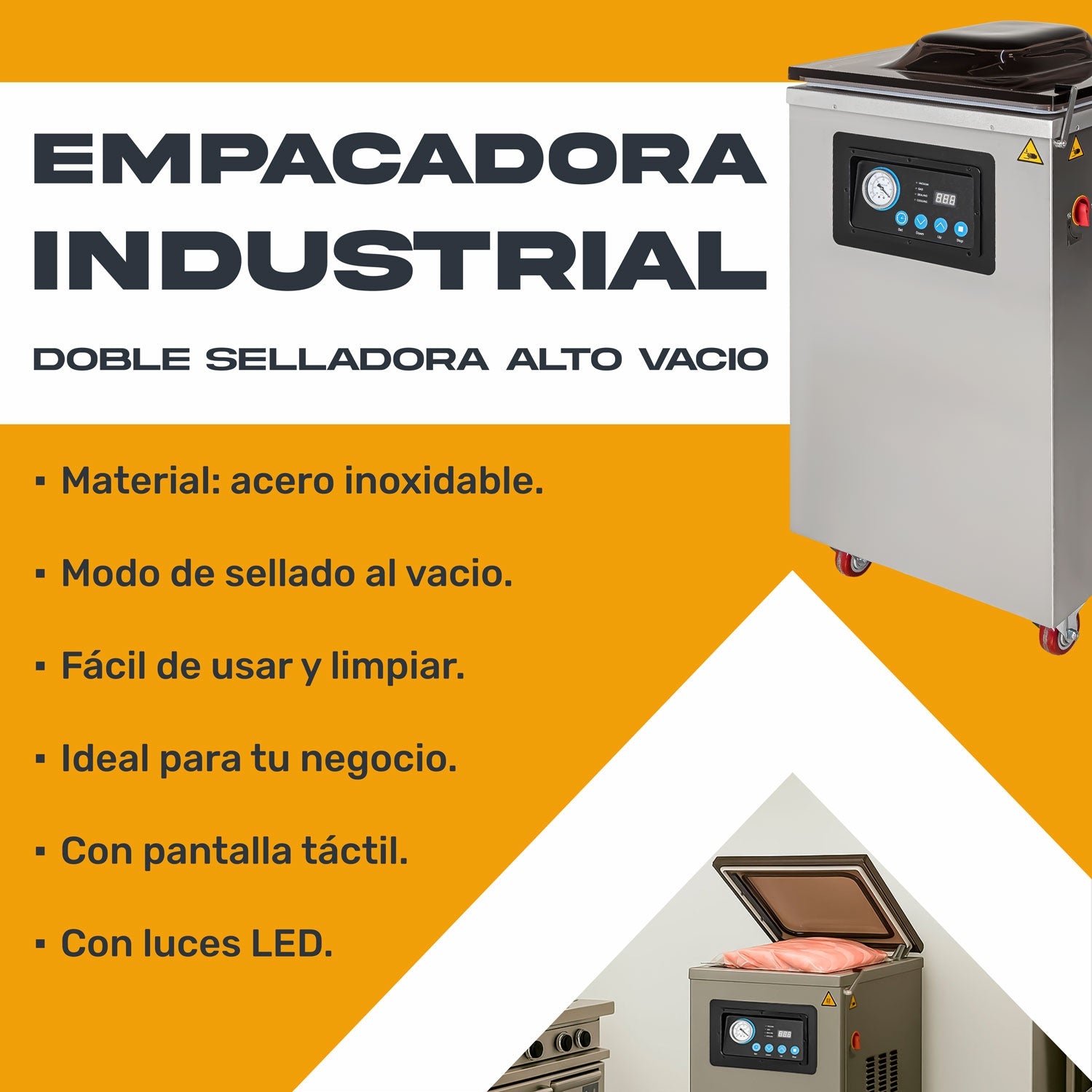 Empacadora Industrial Doble Selladora Alto Vacio 40cm