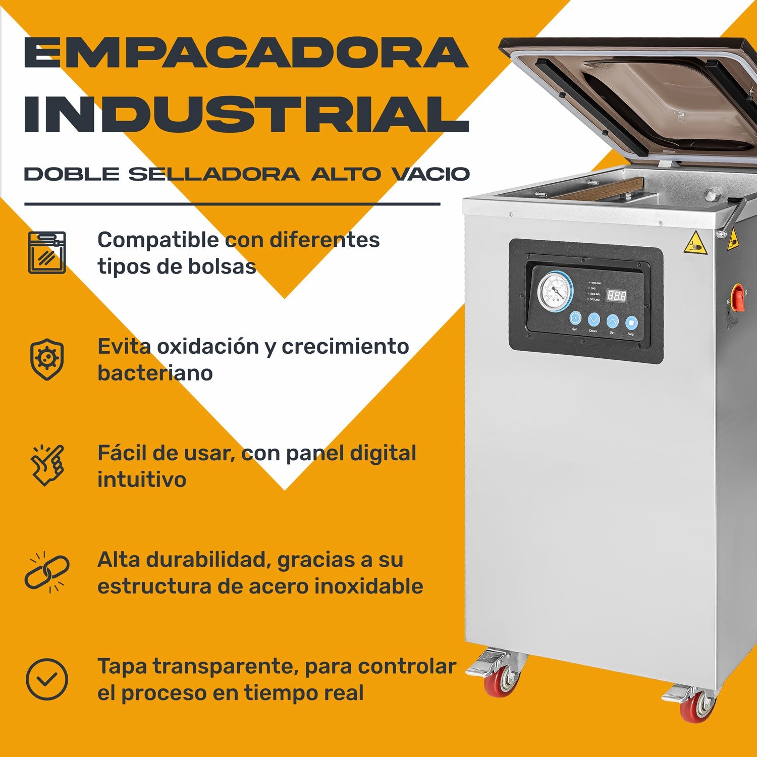 Empacadora Industrial Doble Selladora Alto Vacio 40cm