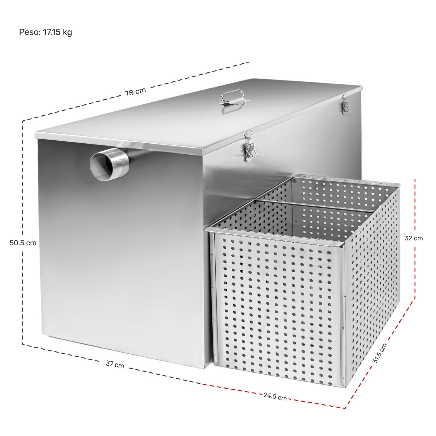 Trampa Grasa Industrial Restaurantes Acero Inoxidable 27kg
