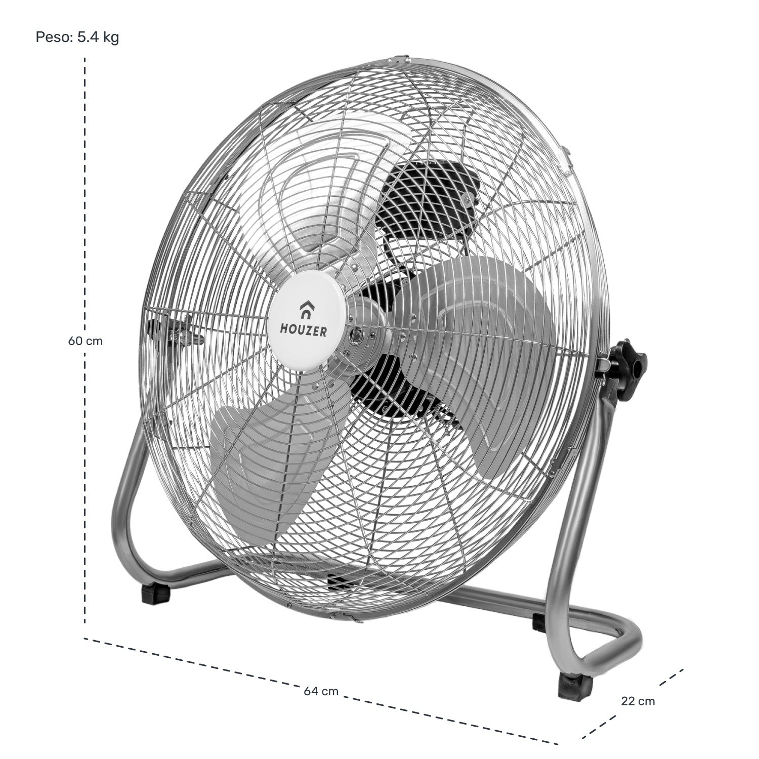 Ventilador De Piso Pared 23' Gris 3 Aspas Metal Potente Casa