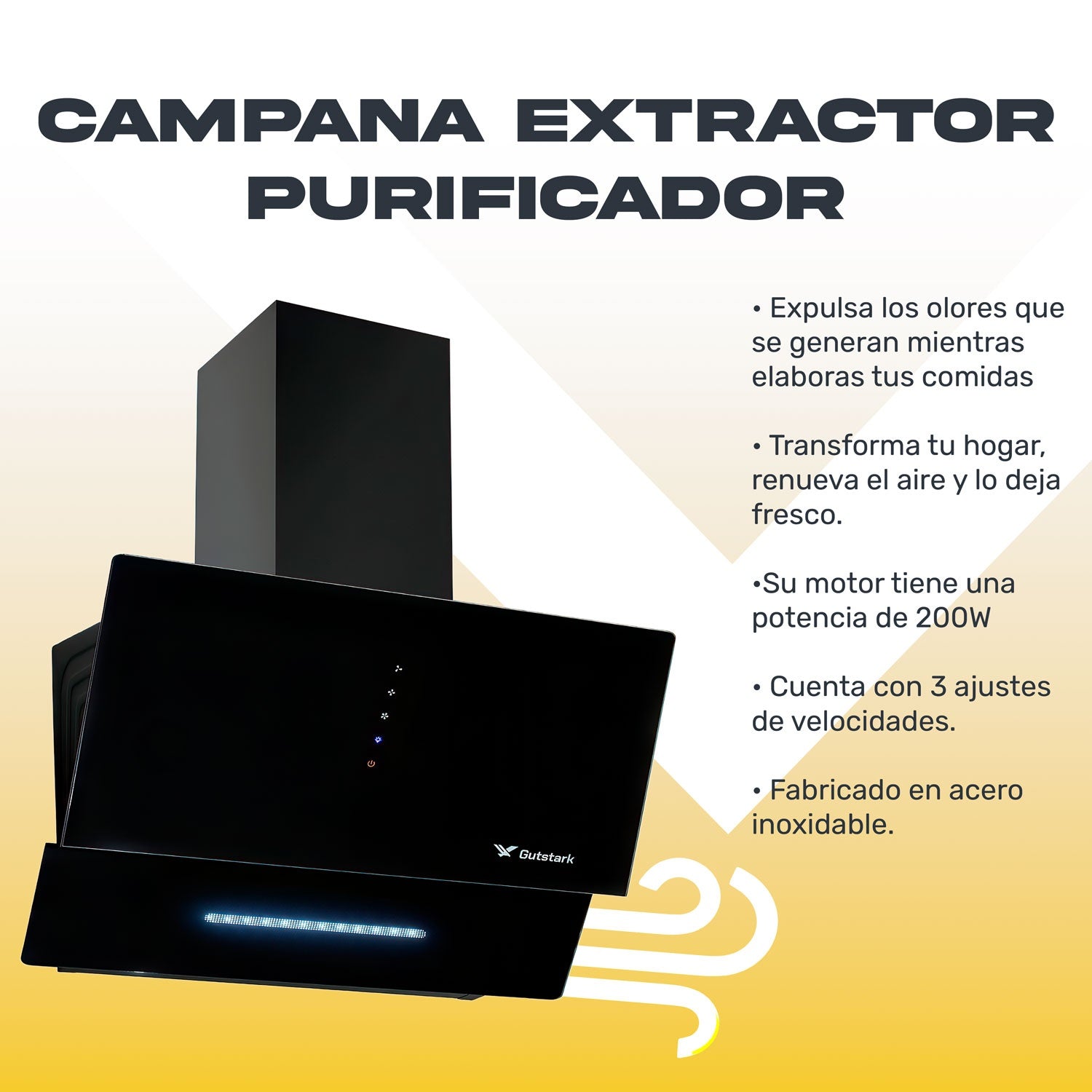 Combo Campana Extractor Silencioso Plegable + Parrilla Cristal 5 Quemadores