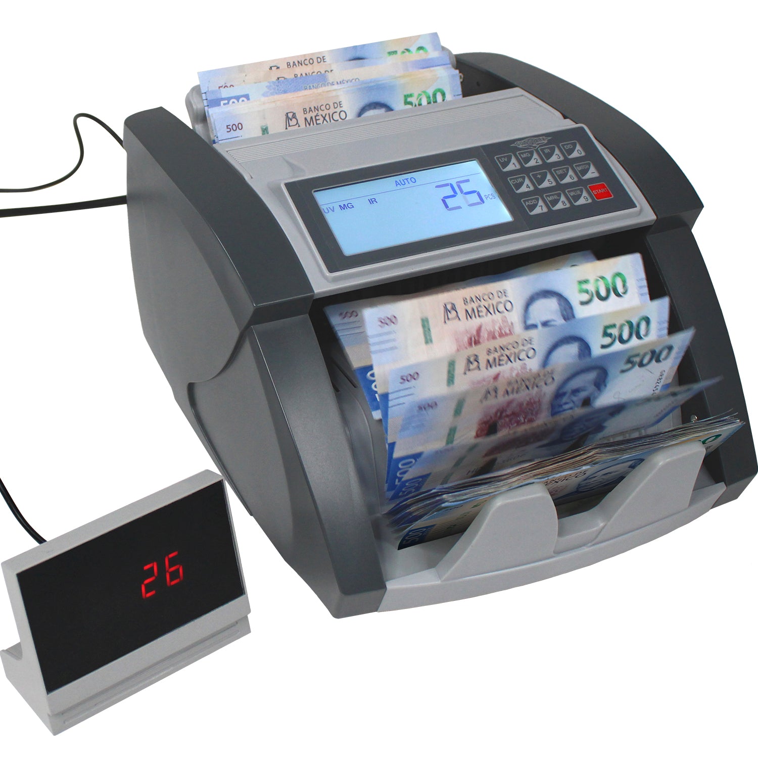  Entweg - Detector de billetes falsificados, portátil pequeño  detector de billetes de banco contador de valores de denominación,  detección de UV/MG/IR de dinero falso, comprobador de monedas de dinero  falso, máquina