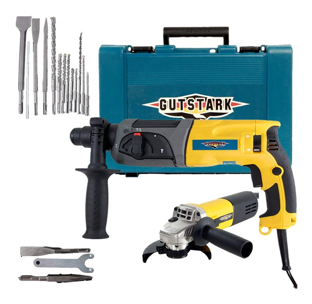 Taladro Rotomartillo Esmeriladora Brocas Cincel 980 W Pack