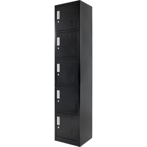Locker Negro Metalico 5 Puertas Casilleros Oficina Cerradura