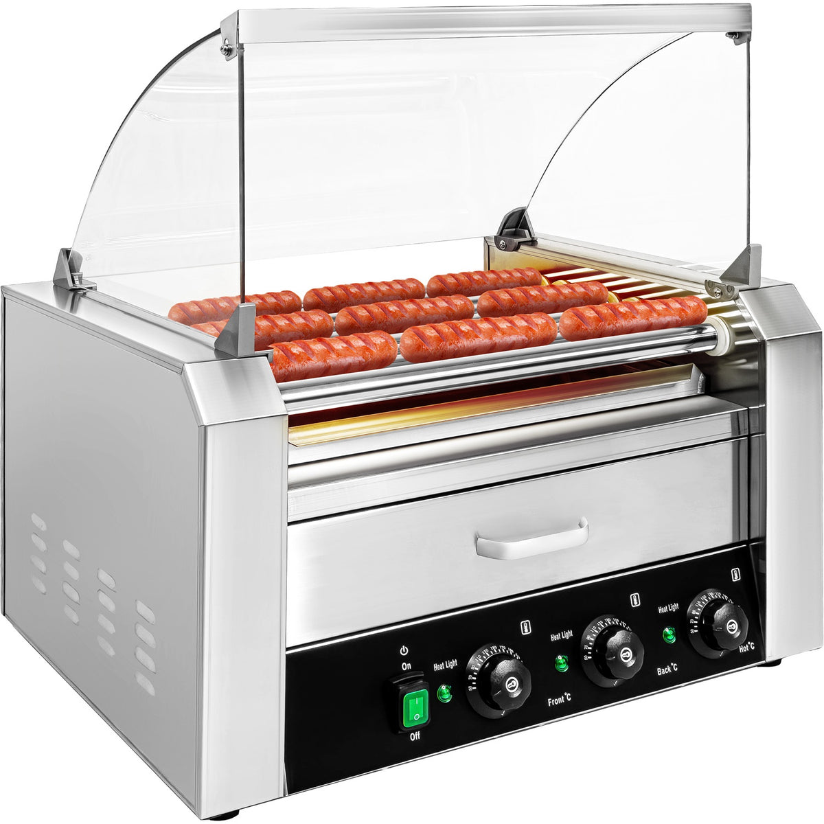 Maquina Hot Dogs Compartimiento Pan 16 Salchichas 9 Rodillos