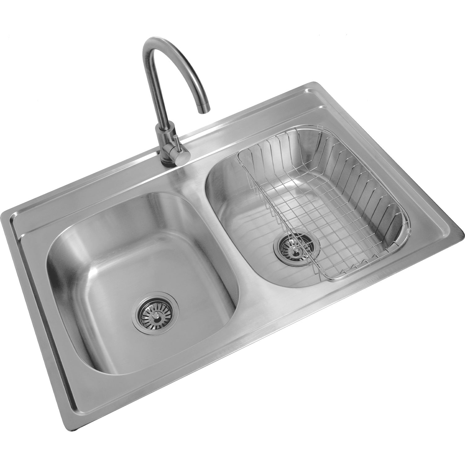 Fregadero Tarja 2 Tinas Cocina Acero Inox + Grifo Mezcladora
