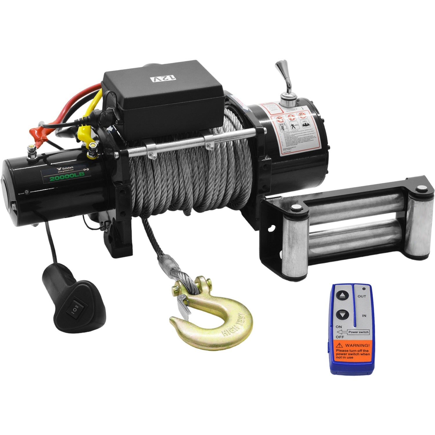 Winch Electrico Jeep 20000 Lb Cable Acero 27m 12v 9072 Kg