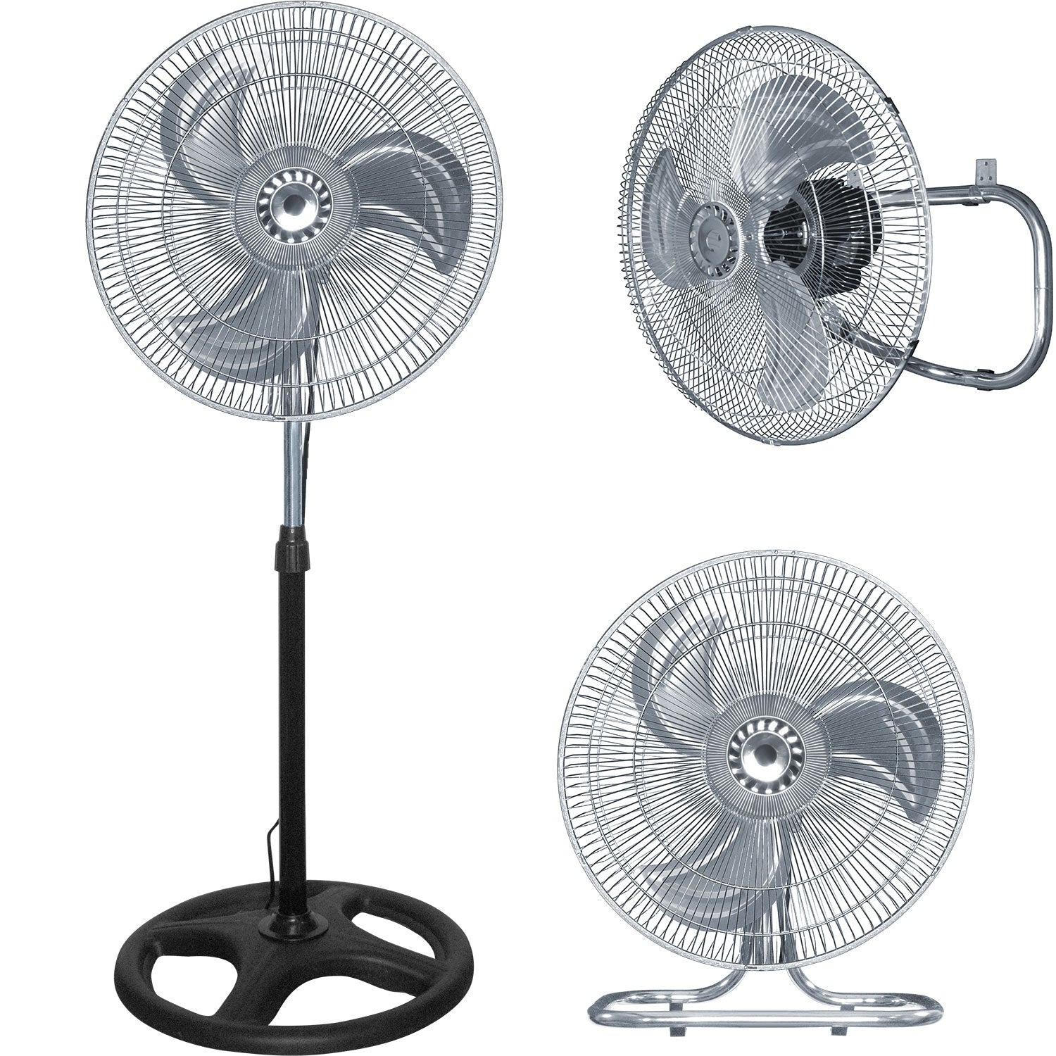 Ventilador Houzer Pedestal Metalico 3 en 1 con Aspas Color Plateado
