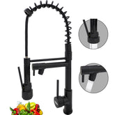 Grifo para Fregadero de Cocina Monomando con Rociador Extraible Color Negro Mate