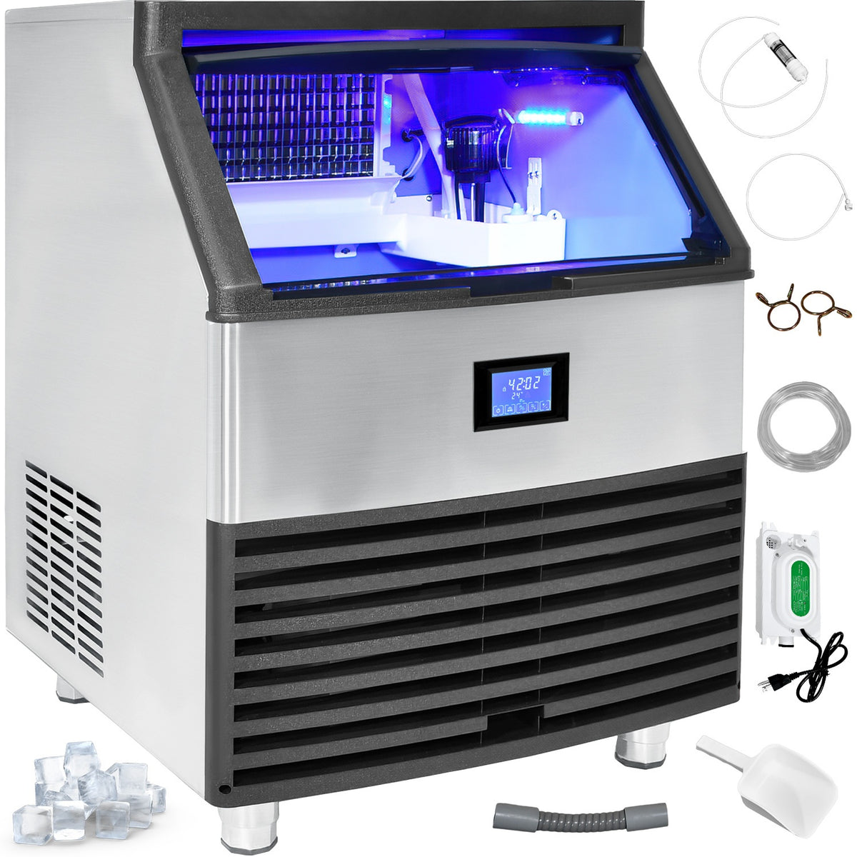 Maquina Fabricadora Hielo Comercial 130 Kg Dia Restaurante Color Plata