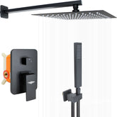 Regadera Cuadrada Negra Lluvia Acero Inox Monomando 25cm