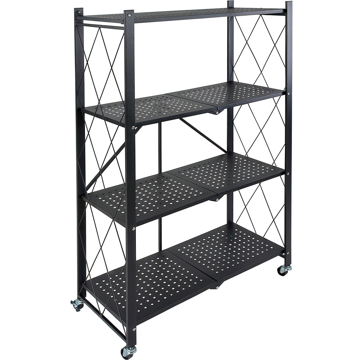 Estante Anaquel Organizador Plegable 4 Niveles Rack Metalico Color Negro