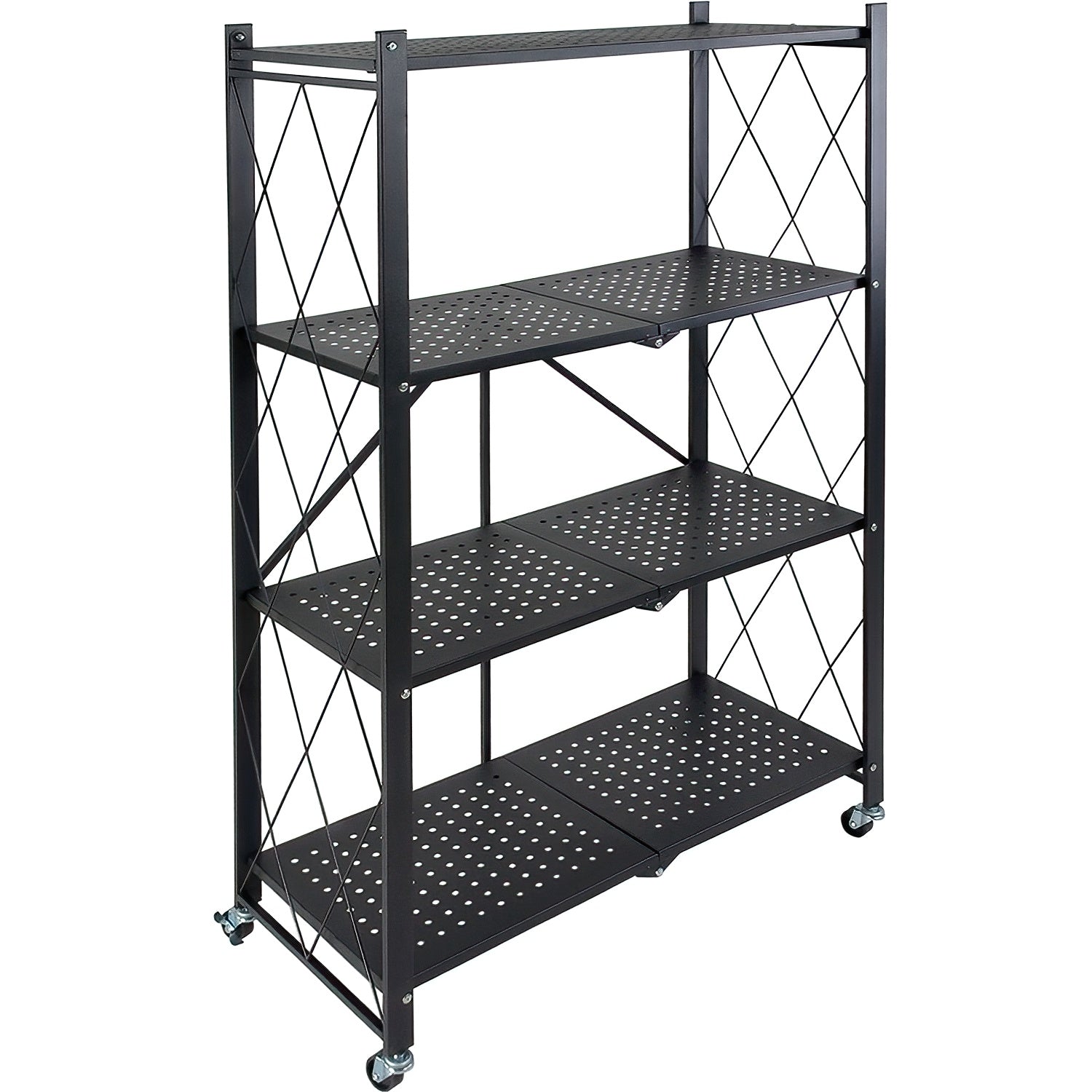 Estante Anaquel Organizador Plegable 4 Niveles Rack Metalico Color Negro