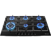 Parrilla a Gas 6 Quemadores Cristal Templado Empotrable Acero Inoxidable