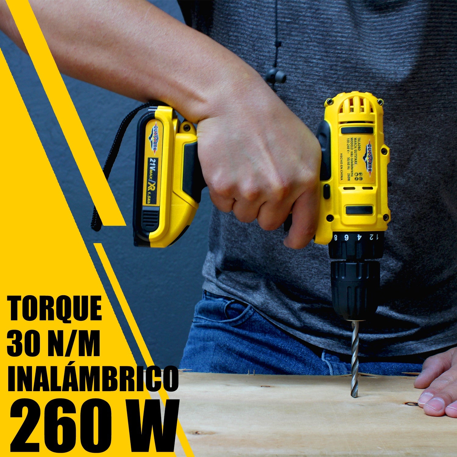 Taladro Desatornillador 3 En 1  Inalambrico 260w 1360 Rpm Kit 20 Accesorios