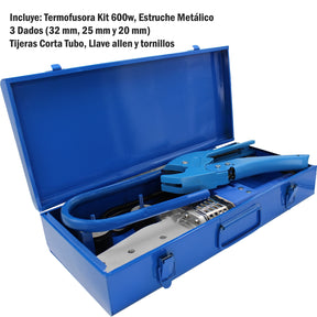 Termofusora Kit 600w 3 Dados 1/2 A 1 In Tijeras Corta Tubo