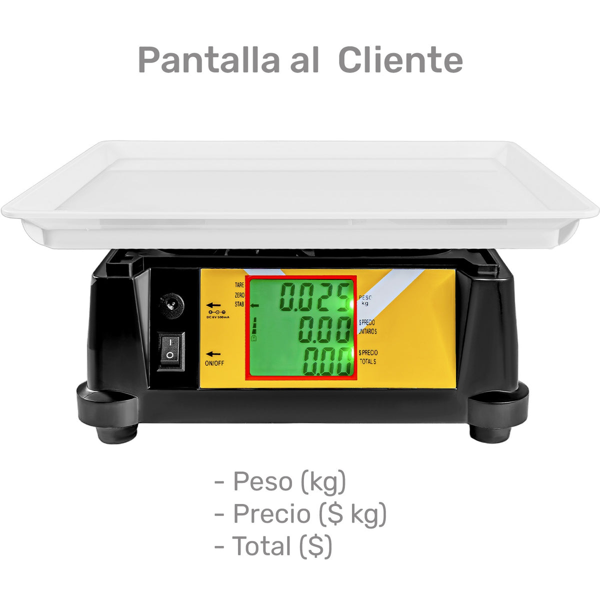 Bascula Comercial Digital 40 Kg Portatil Bateria 30x27x13cm