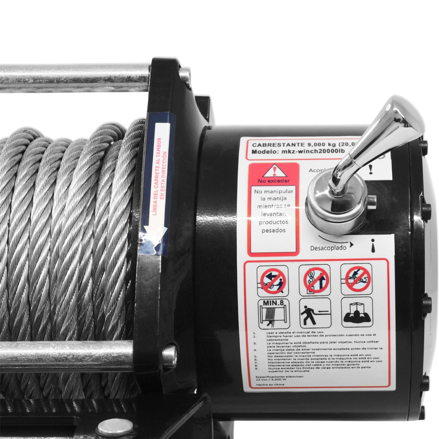 Winch Electrico Jeep 20000 Lb Cable Acero 27m 12v 9072 Kg