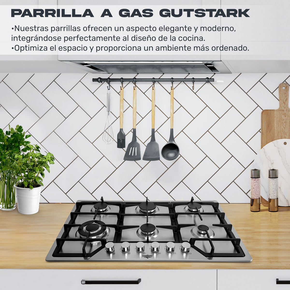 Parrilla de Gas Empotrable 6 Quemadores Acero Inoxidable