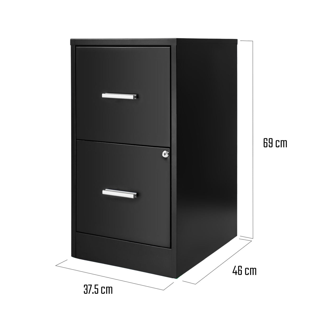 Archivero 2 Gavetas Cajones Carta Oficina Negro